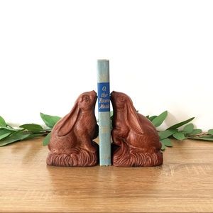 Andrea by Sadek Vintage Brown Resin Bunny Bookends